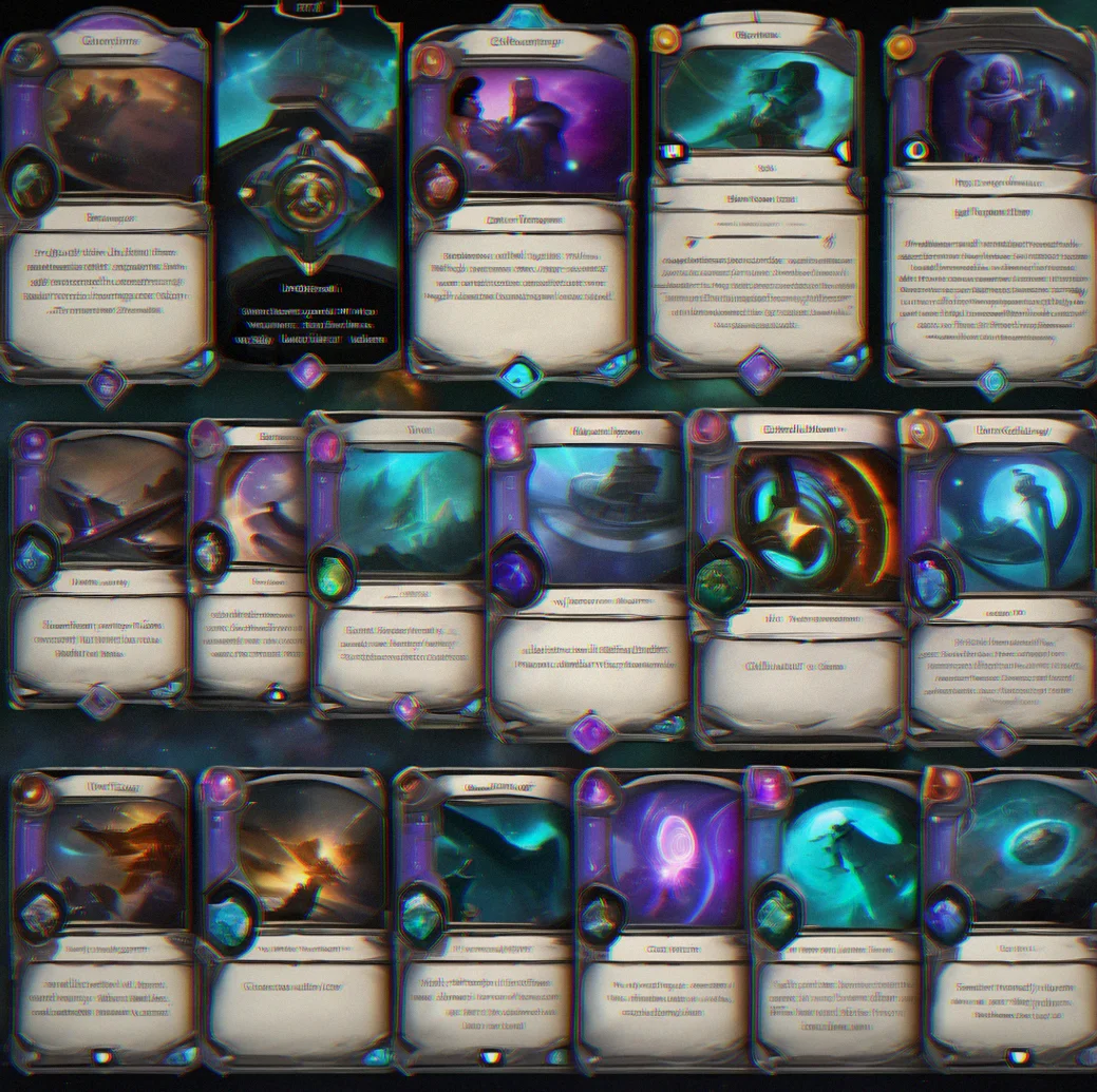 Deck building interface showing 40-card list with mana curve visualization, wildcard crafting options and synergy highlights