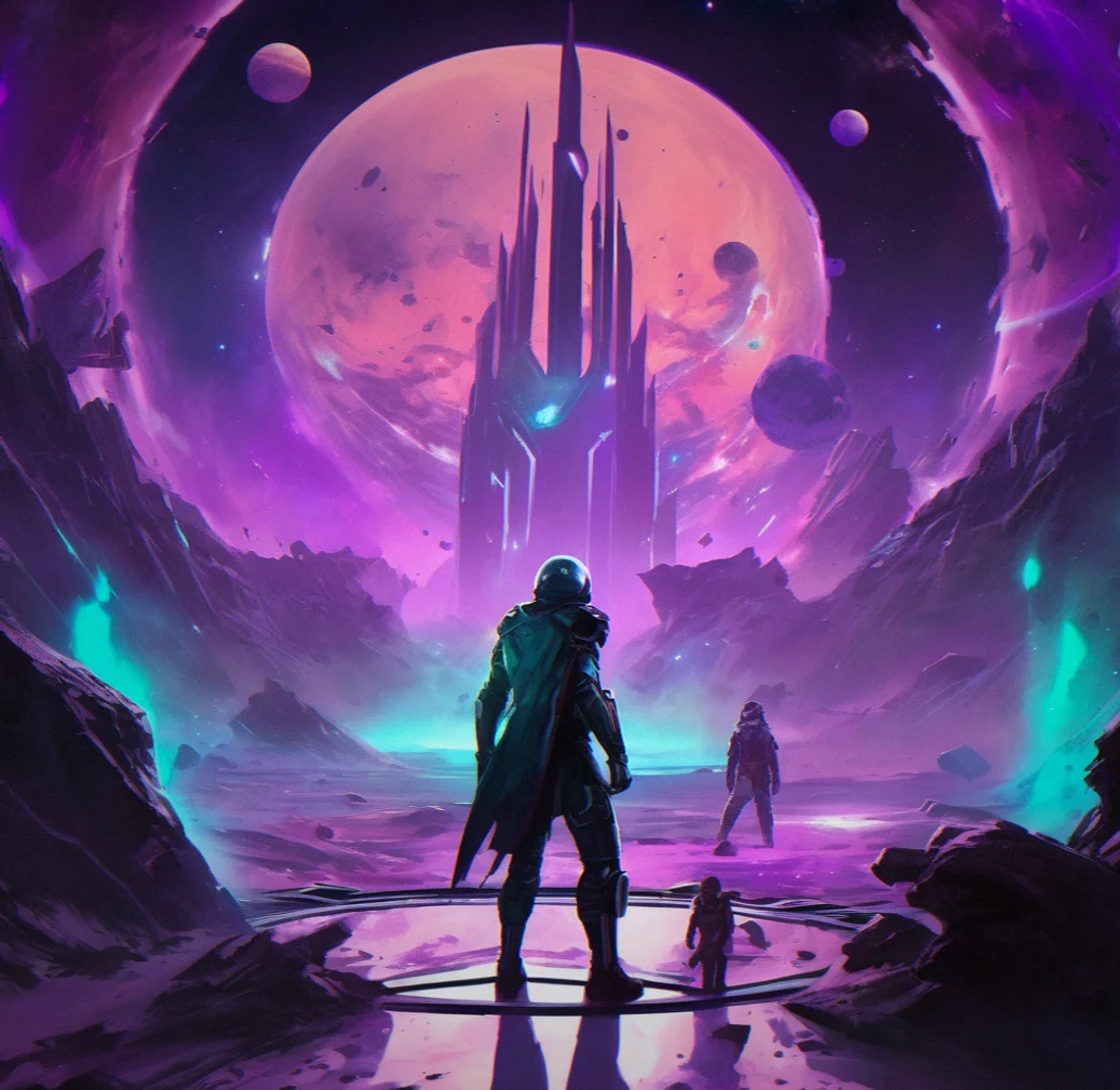 Void Syndicate battlefield with corrupted void crystals spreading across orbital platforms, creatures cloaked in entropy fog